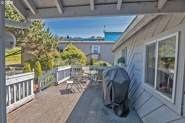 view of patio featuring a grill