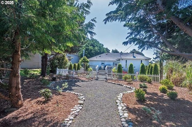 view of yard featuring fence