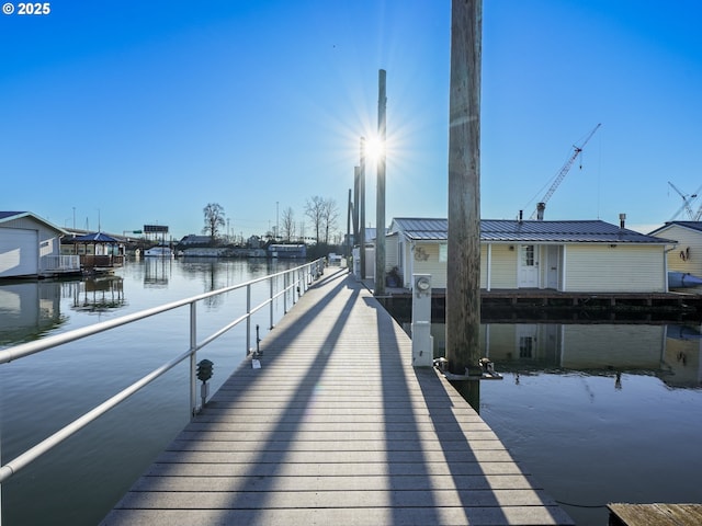 view of dock featuring a water view