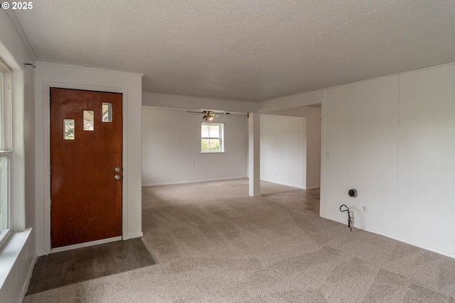 731 NE Casper St, Roseburg, OR 97470 - foyer entrance with a textured ceiling, a ceiling fan, and carpet