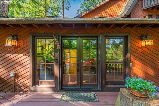 65257 E Sandy River Ln, Rhododendron, OR 97049 - doorway to property with french doors and a deck