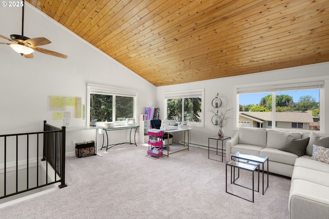 1615 Kingwood St, Forest Grove, OR 97116 - living area with carpet flooring, wooden ceiling, a desk, a baseboard heating unit, and a ceiling fan