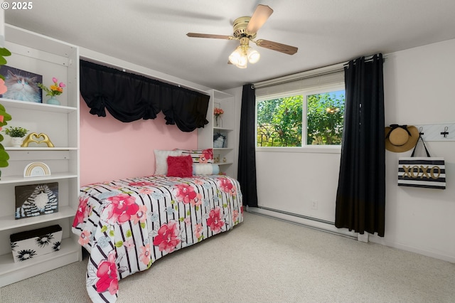 1615 Kingwood St, Forest Grove, OR 97116 - bedroom with carpet flooring, ceiling fan, and a baseboard heating unit