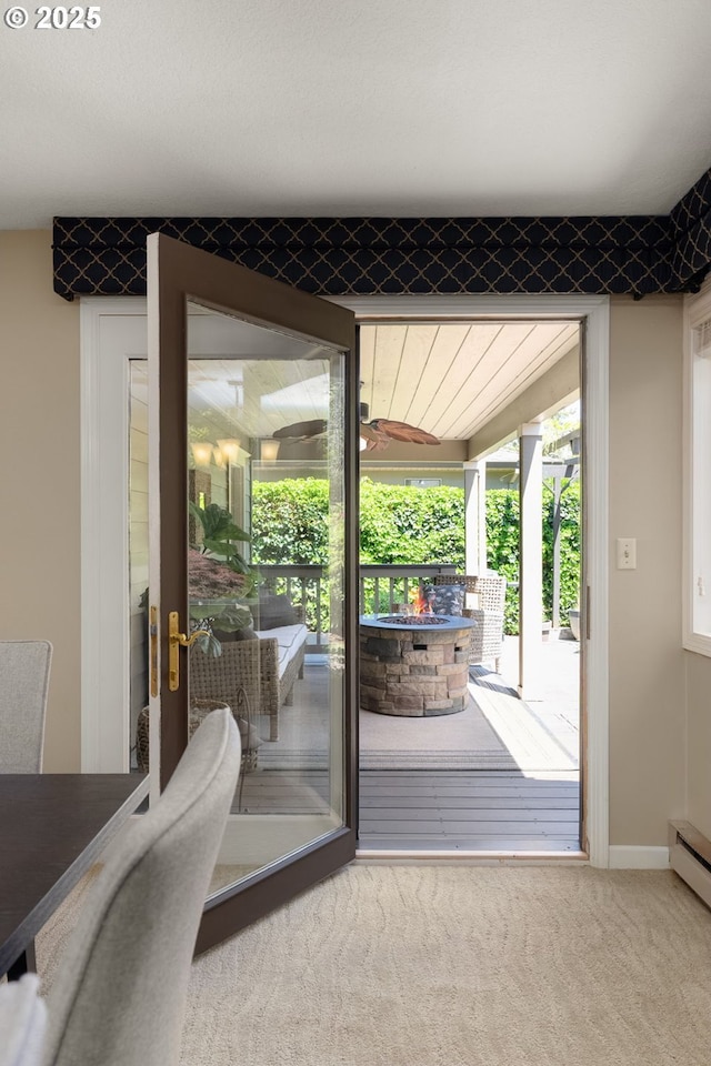 1615 Kingwood St, Forest Grove, OR 97116 - doorway featuring carpet flooring and baseboard heating