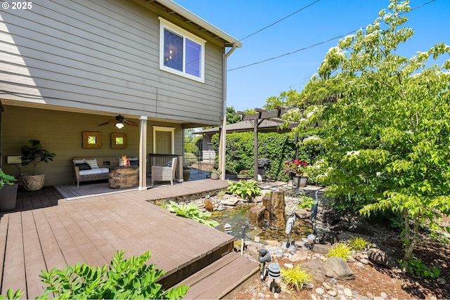 1615 Kingwood St, Forest Grove, OR 97116 - deck featuring a ceiling fan and outdoor lounge area
