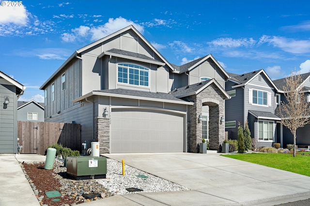 view of front of property with a garage