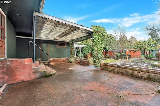 view of patio / terrace featuring entry steps