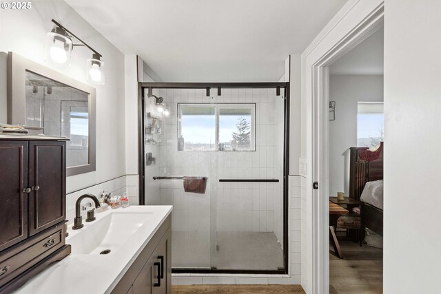 546 W Fir Ave, Coos Bay, OR 97420 - ensuite bathroom featuring vanity, a stall shower, and ensuite bathroom