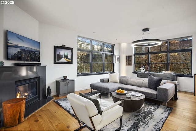 living room featuring light hardwood / wood-style flooring