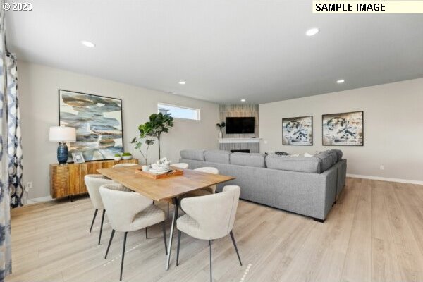 dining area with light hardwood / wood-style flooring