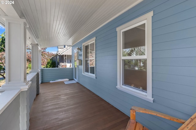 wooden deck with covered porch