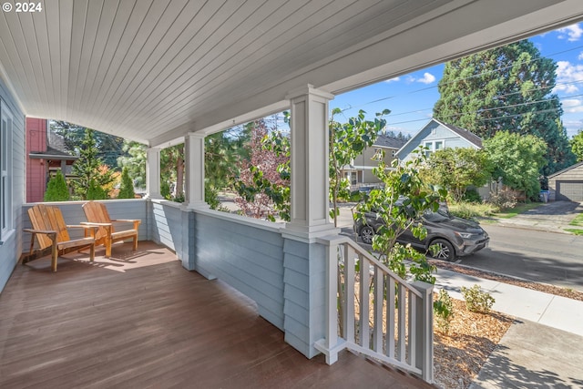 wooden deck with a porch