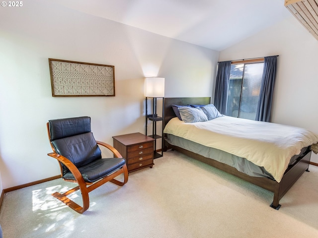 7705 S Fulton Park Pl, Portland, OR 97219 - bedroom featuring vaulted ceiling, light carpet, and baseboards