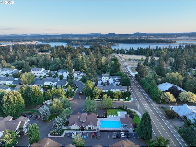 10800 SE 17th Cir Unit M141, Vancouver, WA 98664 - aerial perspective of suburban area with a water and mountain view and a pool area