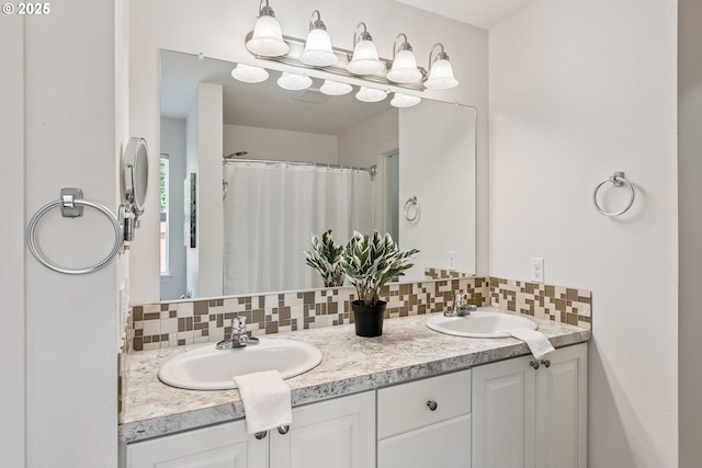 202 Edgewater Dr, Carson, WA 98610 - full bathroom featuring decorative backsplash and double vanity
