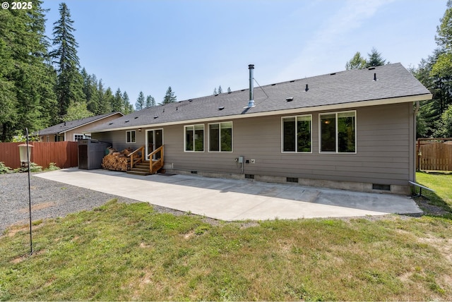 202 Edgewater Dr, Carson, WA 98610 - rear view of house featuring a patio and roof with shingles
