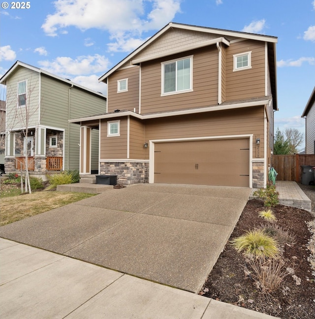 craftsman-style home featuring a garage