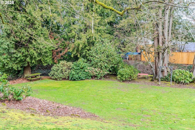 view of yard featuring fence