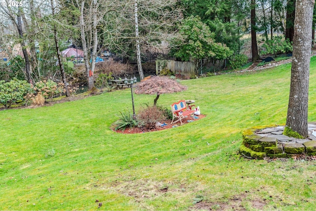 view of yard with fence