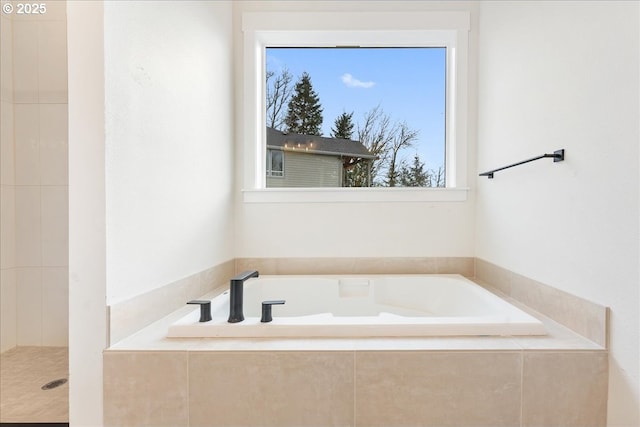 737 SE Forest Glen Rd, Estacada, OR 97023 - bathroom featuring plenty of natural light, a garden tub, and tiled shower