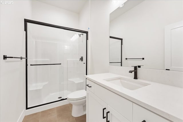 737 SE Forest Glen Rd, Estacada, OR 97023 - bathroom featuring tile patterned flooring, toilet, vanity, and a stall shower