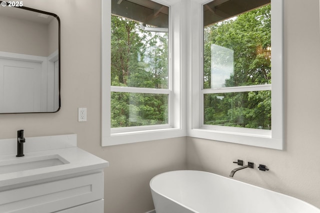 59787 Kimmell Ln, Saint Helens, OR 97051 - bathroom with a freestanding tub, plenty of natural light, and vanity