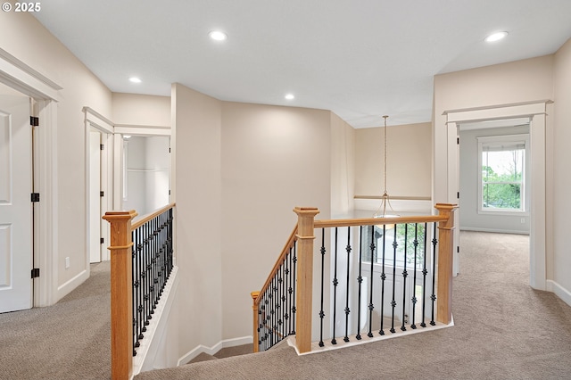 3578 NW Gerritz Ter, Portland, OR 97229 - hallway featuring an upstairs landing, carpet floors, recessed lighting, and baseboards