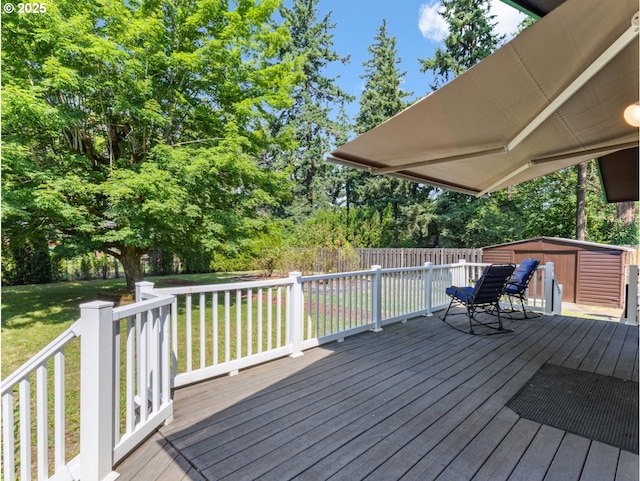 3123 SE 129th Ave, Portland, OR 97236 - wooden terrace featuring a shed and a fenced backyard