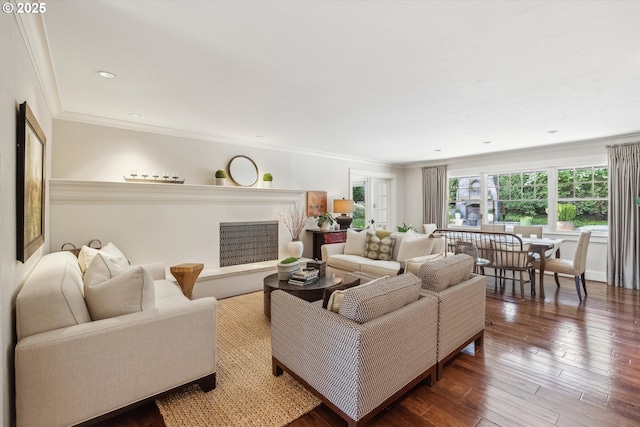 2550 Dellwood Dr, Lake Oswego, OR 97034 - living area featuring crown molding and wood-type flooring