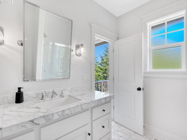 10305 Pine Ridge Dr, Manzanita, OR 97130 - full bath featuring vanity and marble finish flooring
