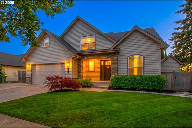 195 Daniel Dr, Eugene, OR 97404 - traditional-style home featuring driveway and stone siding