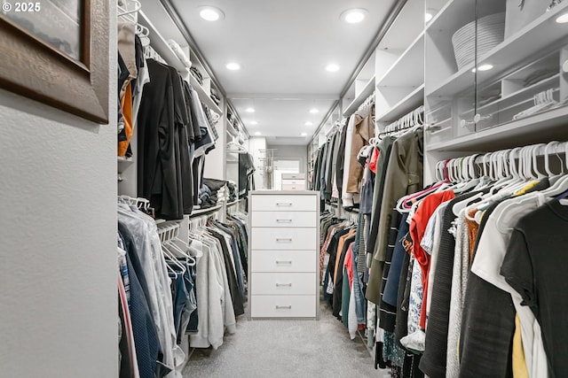 walk in closet with carpet floors