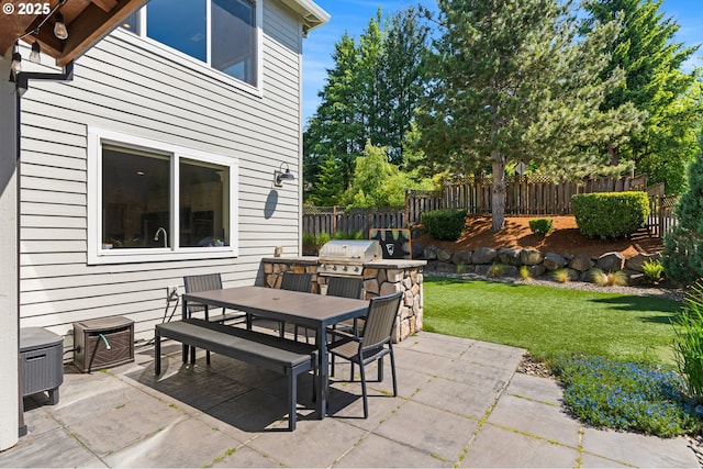 view of patio / terrace with outdoor dining space and grilling area