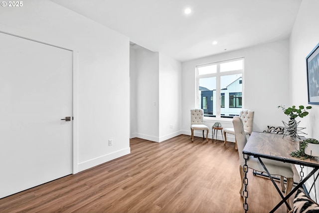 home office featuring hardwood / wood-style flooring