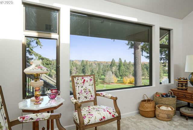 living area featuring light hardwood / wood-style flooring, high vaulted ceiling, and a chandelier