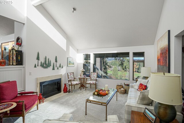 living area featuring carpet floors