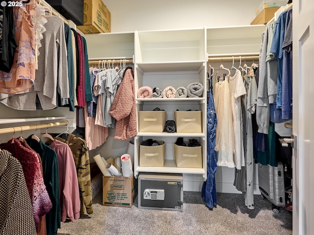 walk in closet featuring carpet