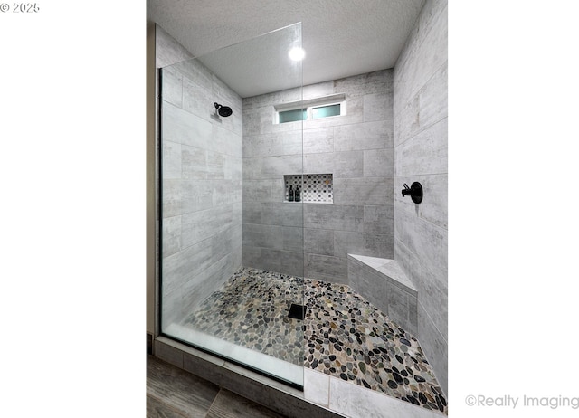 10262 SE 99th Dr, Happy Valley, OR 97086 - full bathroom with tiled shower and a textured ceiling