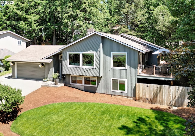 10262 SE 99th Dr, Happy Valley, OR 97086 - view of front of home featuring a garage, a front lawn, driveway, a balcony, and a chimney