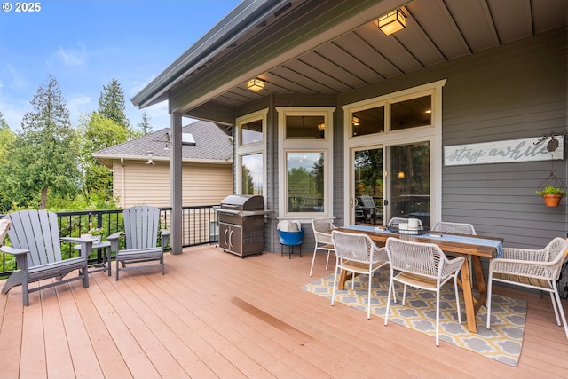 4640 SE Honors Dr, Gresham, OR 97080 - wooden deck with area for grilling and outdoor dining space