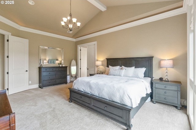 4640 SE Honors Dr, Gresham, OR 97080 - bedroom featuring a chandelier, light colored carpet, crown molding, and baseboards