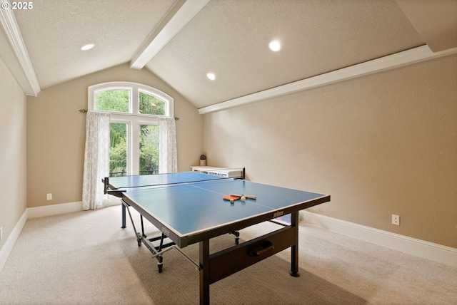 4640 SE Honors Dr, Gresham, OR 97080 - game room featuring light colored carpet, baseboards, a textured ceiling, and recessed lighting