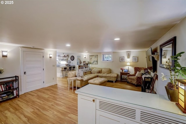 living room featuring light wood-type flooring