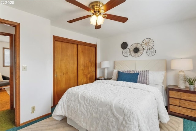 861 Dietz Ave NE, Keizer, OR 97303 - bedroom featuring light colored carpet, a closet, and a ceiling fan