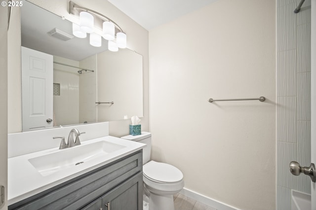 10705 NE 90th St, Vancouver, WA 98662 - bathroom featuring toilet, vanity, a shower, and baseboards