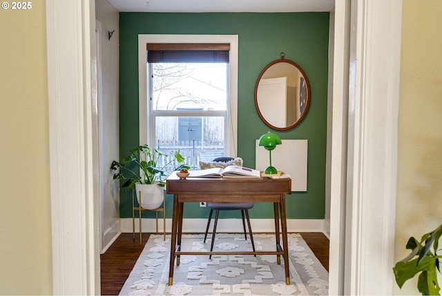 office space featuring hardwood / wood-style floors