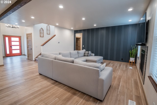 living room featuring light hardwood / wood-style flooring