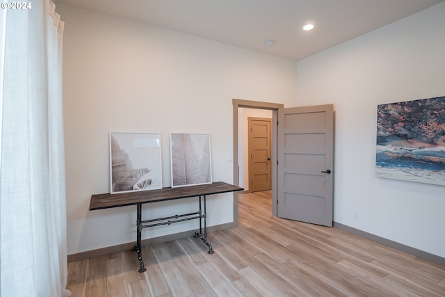 interior space with light hardwood / wood-style flooring