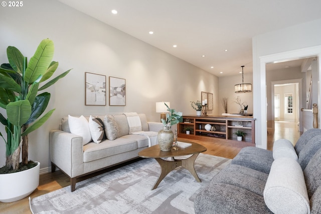 2452 NW Pettygrove St, Portland, OR 97210 - living room with recessed lighting, light wood-style flooring, and baseboards