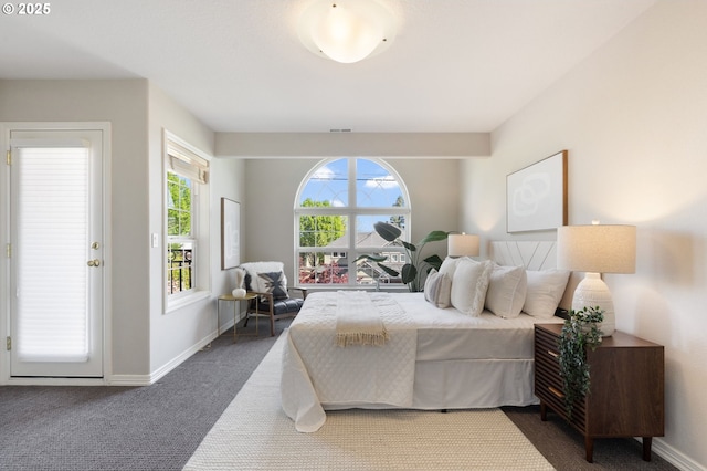 2452 NW Pettygrove St, Portland, OR 97210 - bedroom with baseboards, dark colored carpet, and visible vents